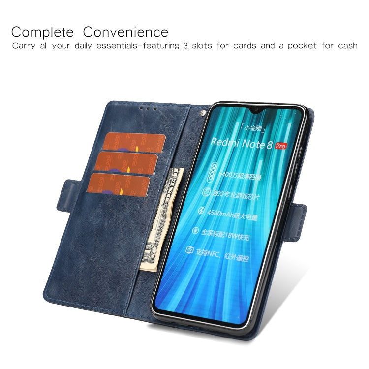For Xiaomi Redmi Note 8 Pro Retro Texture Contrast Color Splicing Horizontal Flip TPU + PU Leather Case with Card Slots & Holder & Wallet