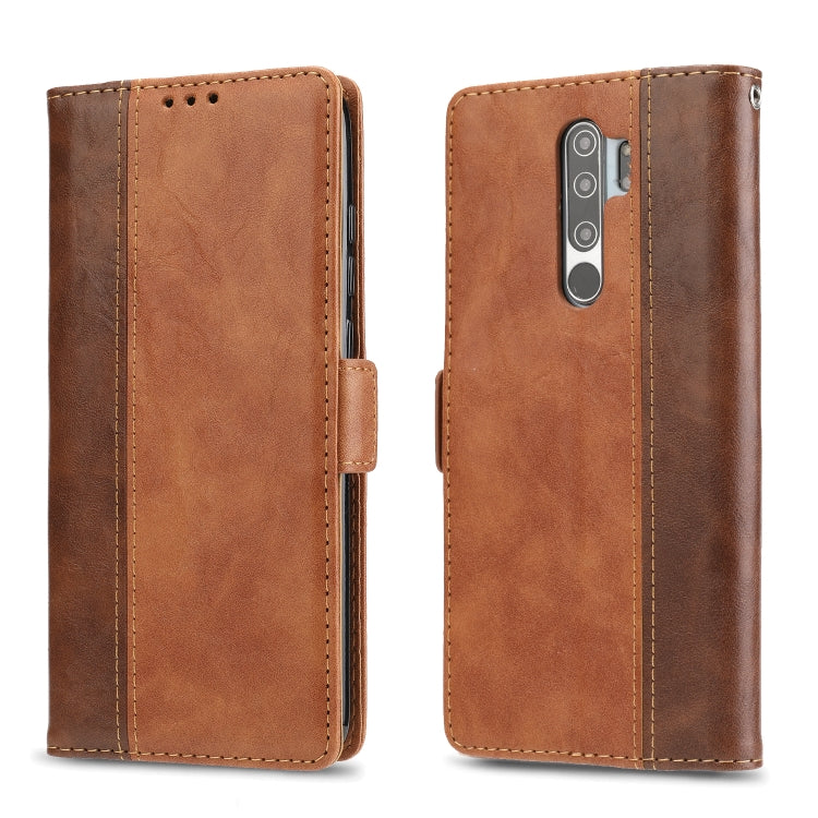 For Xiaomi Redmi Note 8 Pro Retro Texture Contrast Color Splicing Horizontal Flip TPU + PU Leather Case with Card Slots & Holder & Wallet