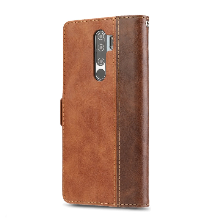 For Xiaomi Redmi Note 8 Pro Retro Texture Contrast Color Splicing Horizontal Flip TPU + PU Leather Case with Card Slots & Holder & Wallet