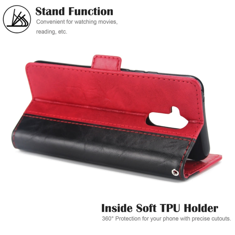 For Huawei Mate 20 Lite Retro Texture Contrast Color Splicing Horizontal Flip TPU + PU Leather Case with Card Slots & Holder & Wallet