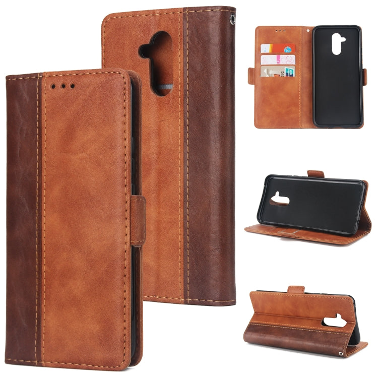 For Huawei Mate 20 Lite Retro Texture Contrast Color Splicing Horizontal Flip TPU + PU Leather Case with Card Slots & Holder & Wallet