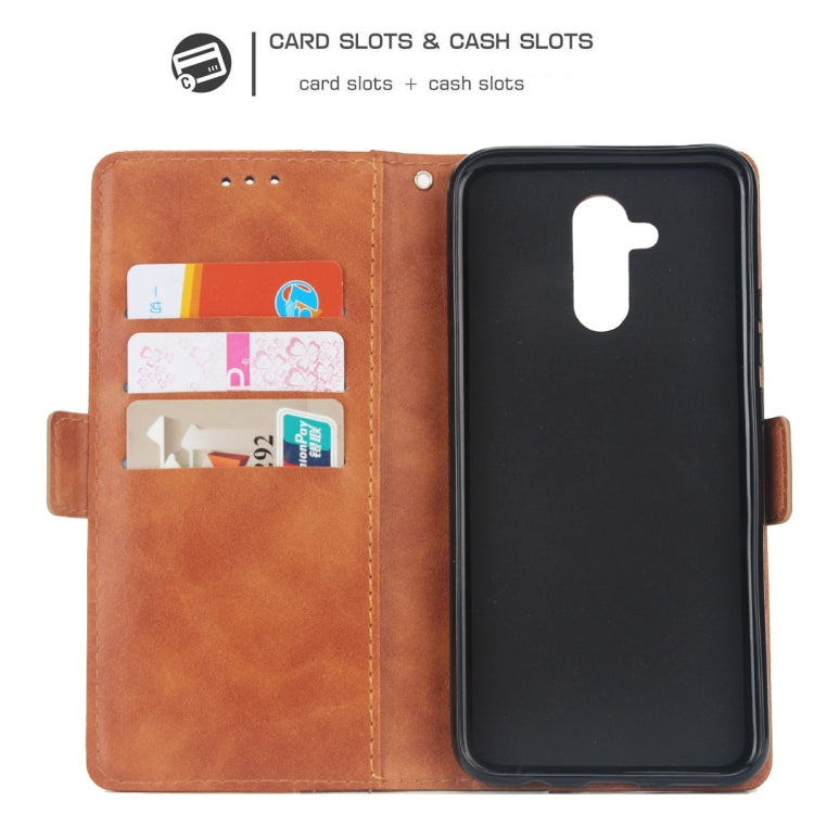 For Huawei Mate 20 Lite Retro Texture Contrast Color Splicing Horizontal Flip TPU + PU Leather Case with Card Slots & Holder & Wallet
