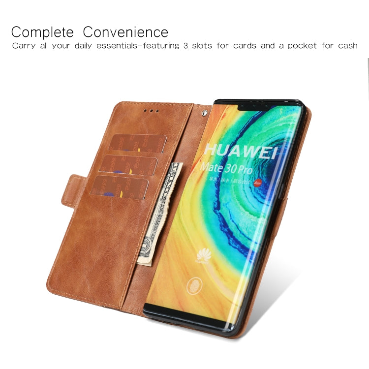 For Huawei Mate 30 Pro Retro Texture Contrast Color Splicing Horizontal Flip TPU + PU Leather Case with Card Slots & Holder & Wallet