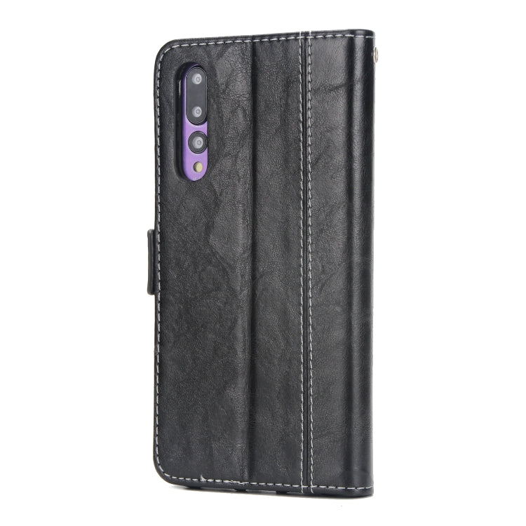 For Huawei P20 Pro Retro Texture Contrast Color Splicing Horizontal Flip TPU + PU Leather Case with Card Slots & Holder & Wallet