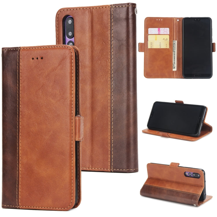 For Huawei P20 Pro Retro Texture Contrast Color Splicing Horizontal Flip TPU + PU Leather Case with Card Slots & Holder & Wallet