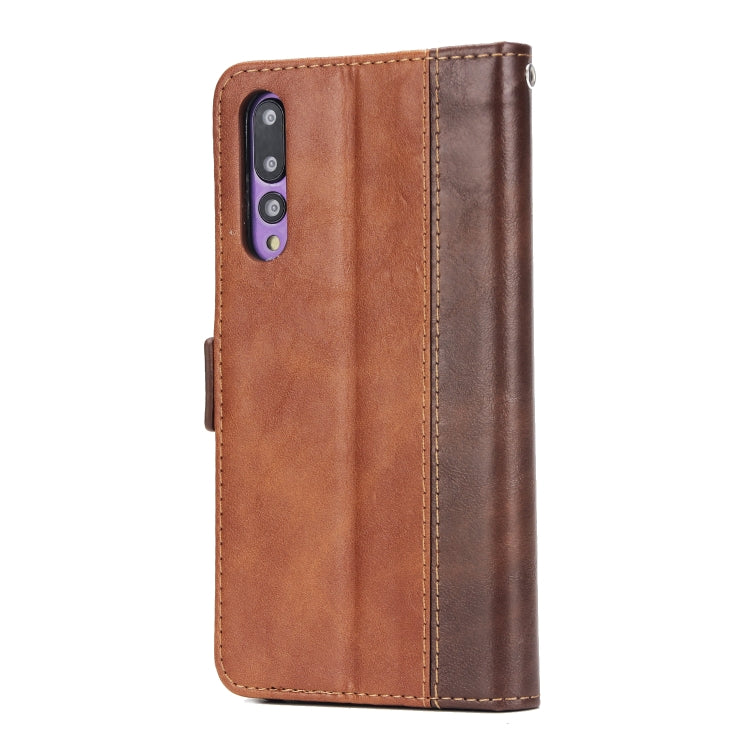 For Huawei P20 Pro Retro Texture Contrast Color Splicing Horizontal Flip TPU + PU Leather Case with Card Slots & Holder & Wallet