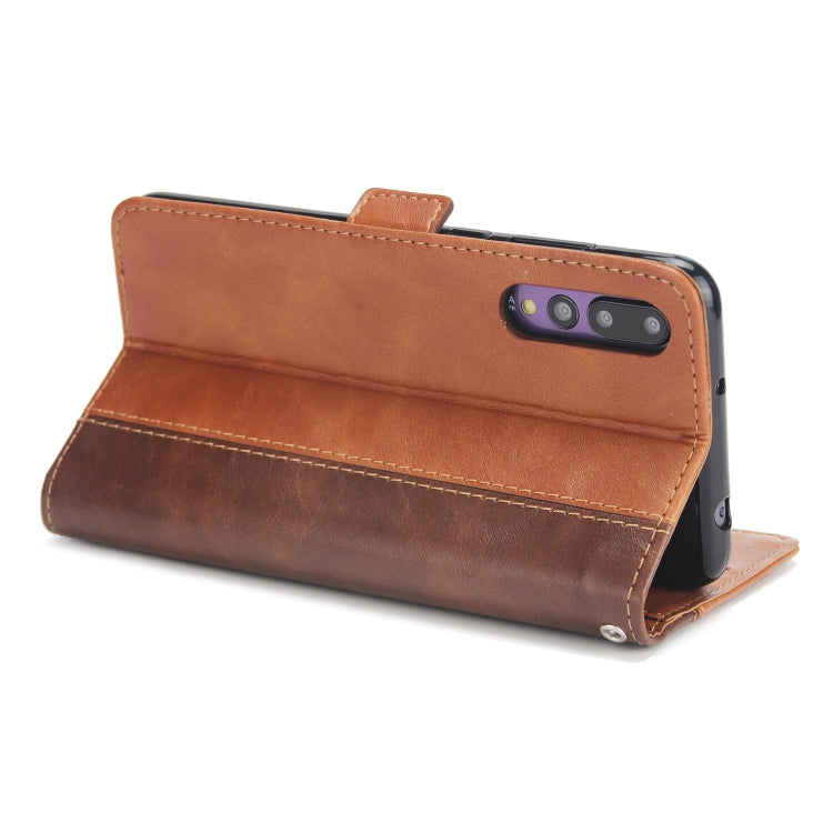 For Huawei P20 Pro Retro Texture Contrast Color Splicing Horizontal Flip TPU + PU Leather Case with Card Slots & Holder & Wallet