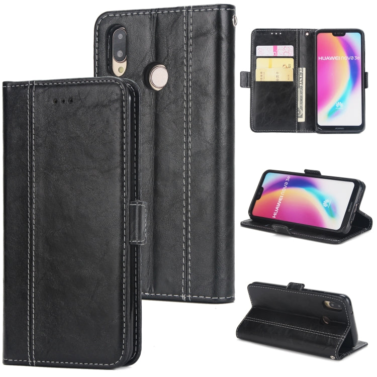 For Huawei P20 Lite / nova 3e Retro Texture Contrast Color Splicing Horizontal Flip TPU + PU Leather Case with Card Slots & Holder & Wallet