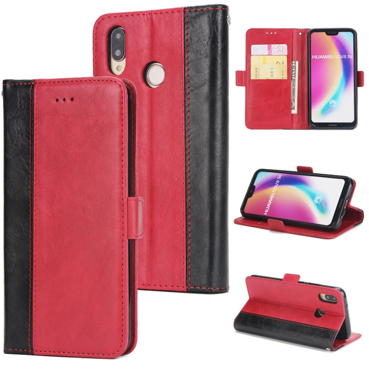 For Huawei P20 Lite / nova 3e Retro Texture Contrast Color Splicing Horizontal Flip TPU + PU Leather Case with Card Slots & Holder & Wallet