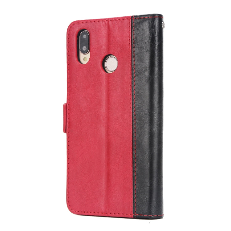 For Huawei P20 Lite / nova 3e Retro Texture Contrast Color Splicing Horizontal Flip TPU + PU Leather Case with Card Slots & Holder & Wallet