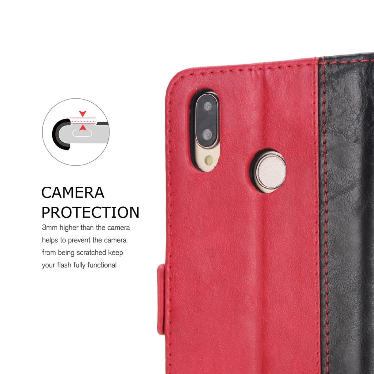 For Huawei P20 Lite / nova 3e Retro Texture Contrast Color Splicing Horizontal Flip TPU + PU Leather Case with Card Slots & Holder & Wallet