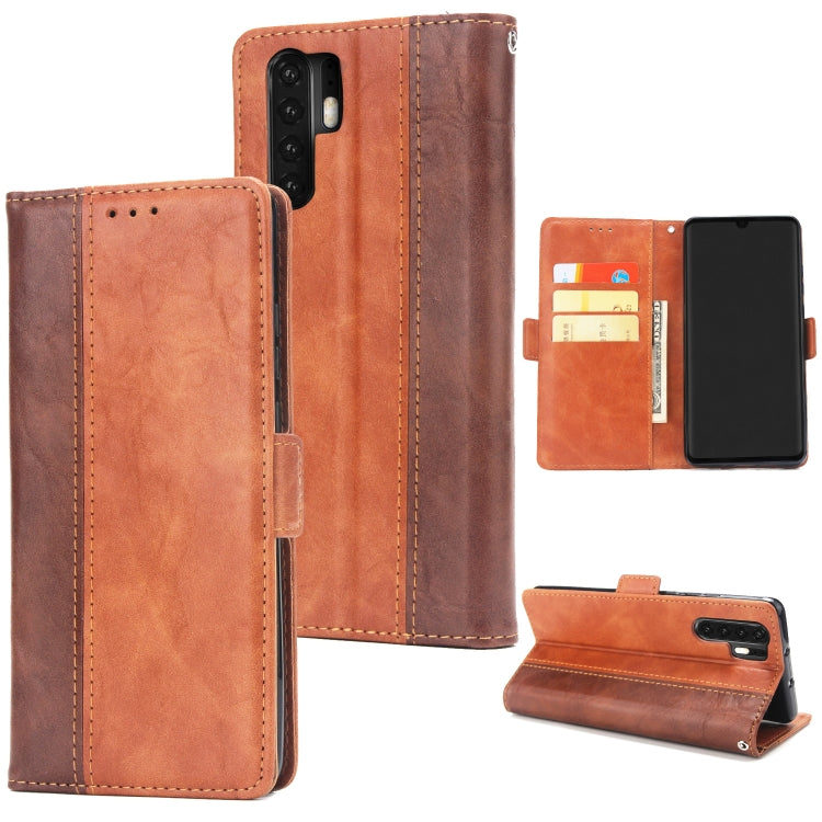 For Huawei P30 Pro Retro Texture Contrast Color Splicing Horizontal Flip TPU + PU Leather Case with Card Slots & Holder & Wallet