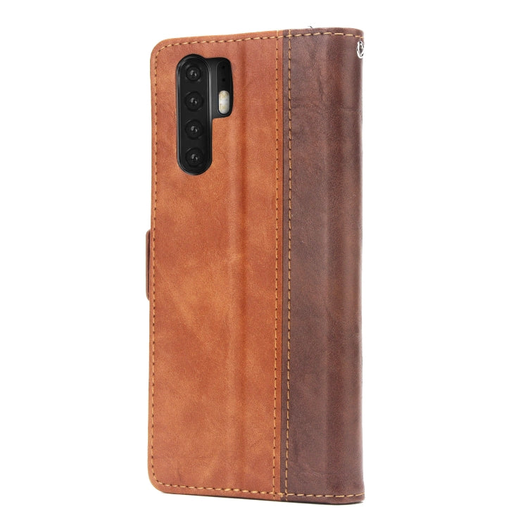 For Huawei P30 Pro Retro Texture Contrast Color Splicing Horizontal Flip TPU + PU Leather Case with Card Slots & Holder & Wallet