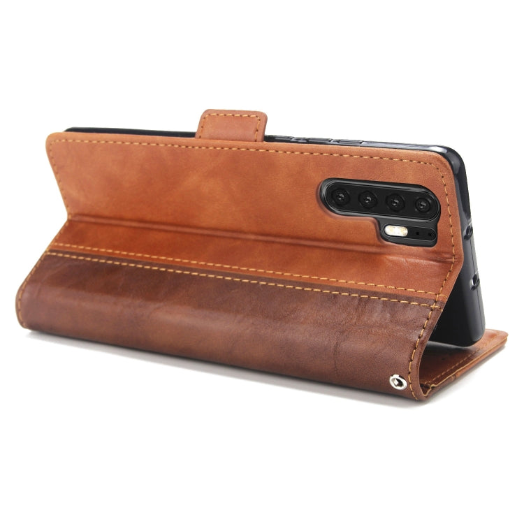 For Huawei P30 Pro Retro Texture Contrast Color Splicing Horizontal Flip TPU + PU Leather Case with Card Slots & Holder & Wallet