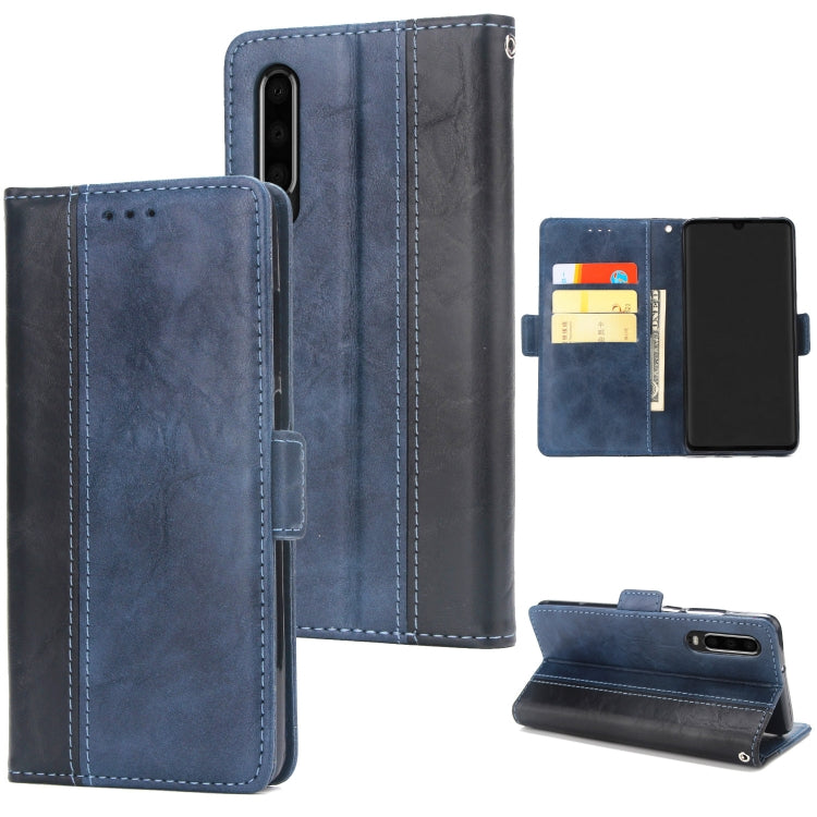 For Huawei P30 Retro Texture Contrast Color Splicing Horizontal Flip TPU + PU Leather Case with Card Slots & Holder & Wallet
