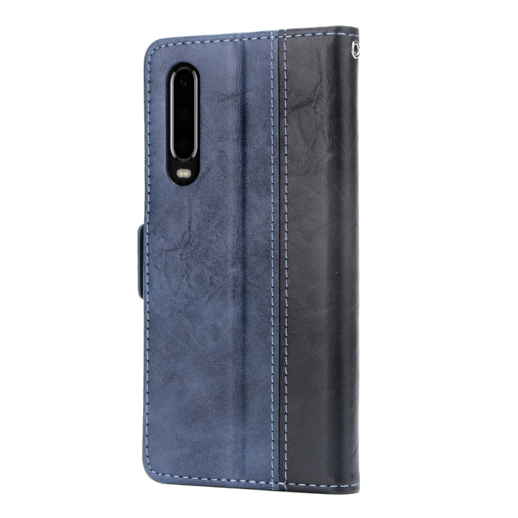For Huawei P30 Retro Texture Contrast Color Splicing Horizontal Flip TPU + PU Leather Case with Card Slots & Holder & Wallet