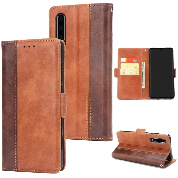 For Huawei P30 Retro Texture Contrast Color Splicing Horizontal Flip TPU + PU Leather Case with Card Slots & Holder & Wallet