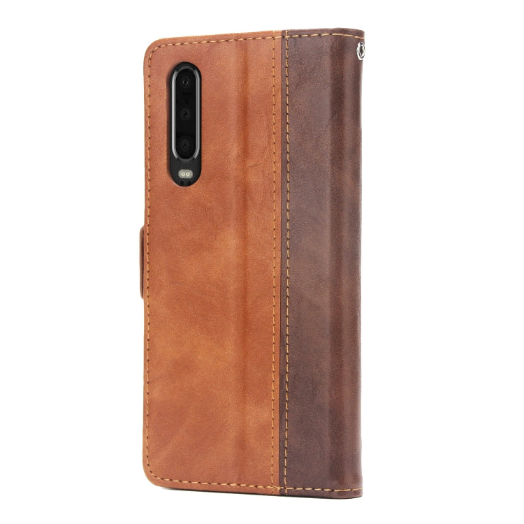 For Huawei P30 Retro Texture Contrast Color Splicing Horizontal Flip TPU + PU Leather Case with Card Slots & Holder & Wallet