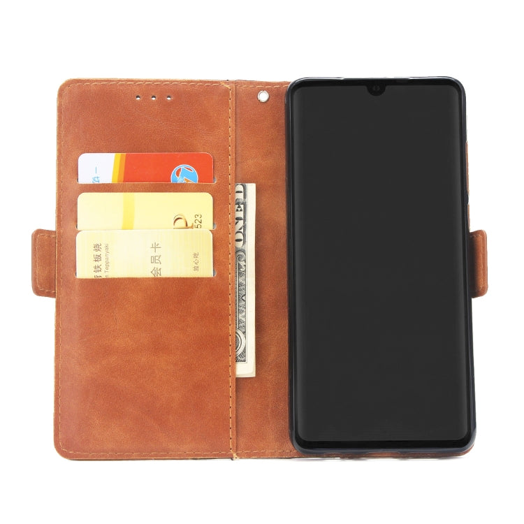 For Huawei P30 Retro Texture Contrast Color Splicing Horizontal Flip TPU + PU Leather Case with Card Slots & Holder & Wallet