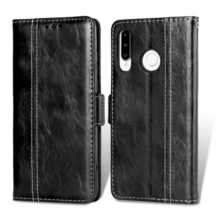 For Huawei P30 Lite Retro Texture Contrast Color Splicing Horizontal Flip TPU + PU Leather Case with Card Slots & Holder & Wallet