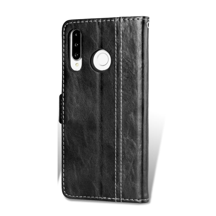 For Huawei P30 Lite Retro Texture Contrast Color Splicing Horizontal Flip TPU + PU Leather Case with Card Slots & Holder & Wallet