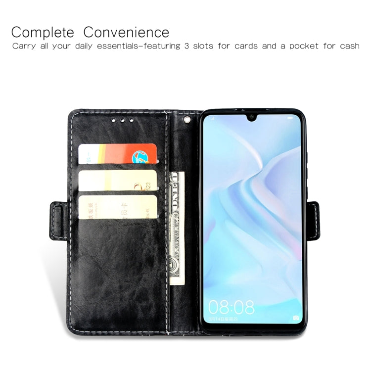 For Huawei P30 Lite Retro Texture Contrast Color Splicing Horizontal Flip TPU + PU Leather Case with Card Slots & Holder & Wallet