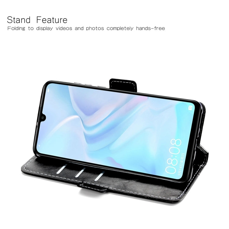 For Huawei P30 Lite Retro Texture Contrast Color Splicing Horizontal Flip TPU + PU Leather Case with Card Slots & Holder & Wallet