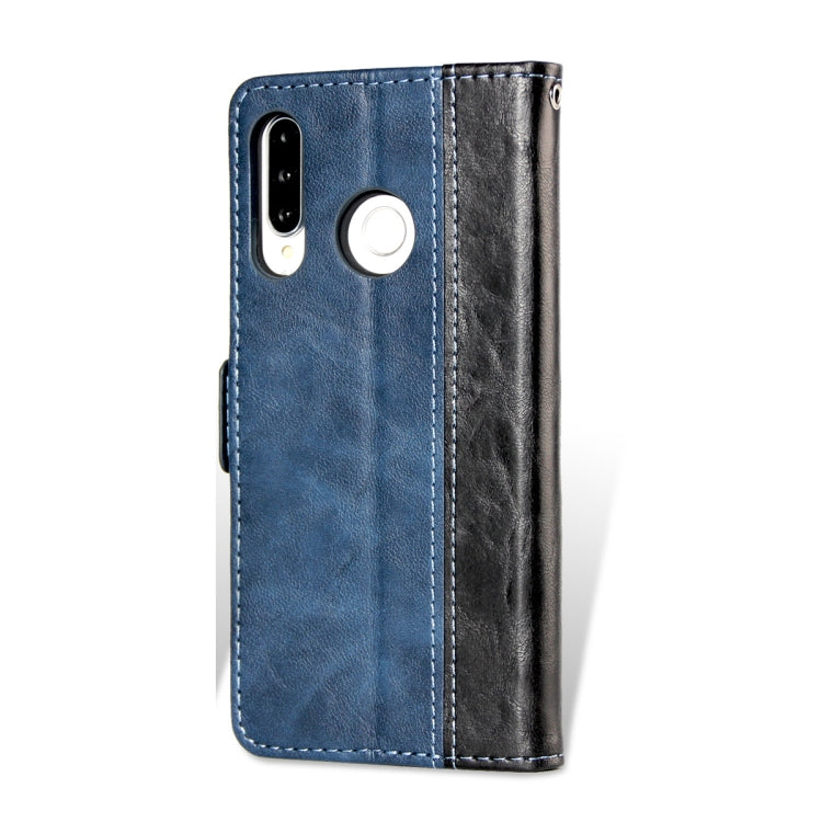 For Huawei P30 Lite Retro Texture Contrast Color Splicing Horizontal Flip TPU + PU Leather Case with Card Slots & Holder & Wallet