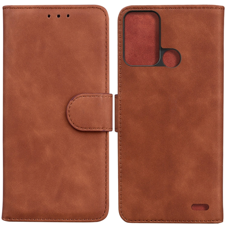 For ZTE Blade A52 Skin Feel Pure Color Flip Leather Phone Case