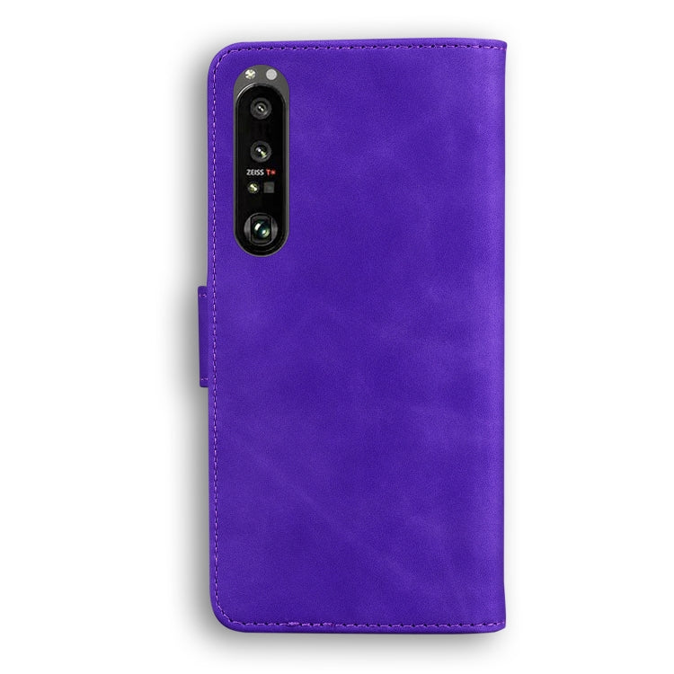 For Sony Xperia 1 III Skin Feel Pure Color Flip Leather Phone Case