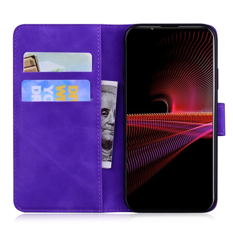 For Sony Xperia 1 III Skin Feel Pure Color Flip Leather Phone Case