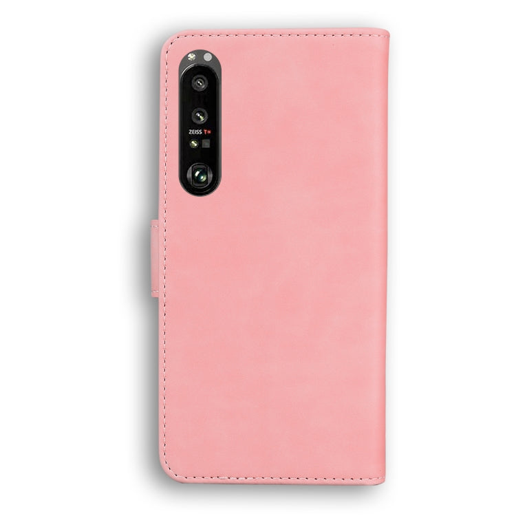For Sony Xperia 1 III Skin Feel Pure Color Flip Leather Phone Case