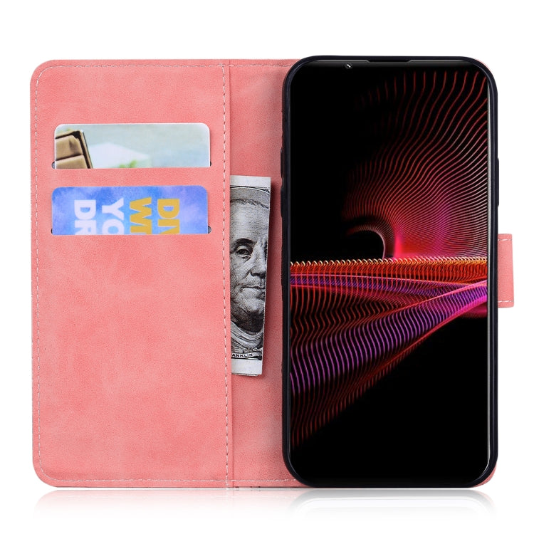 For Sony Xperia 1 III Skin Feel Pure Color Flip Leather Phone Case
