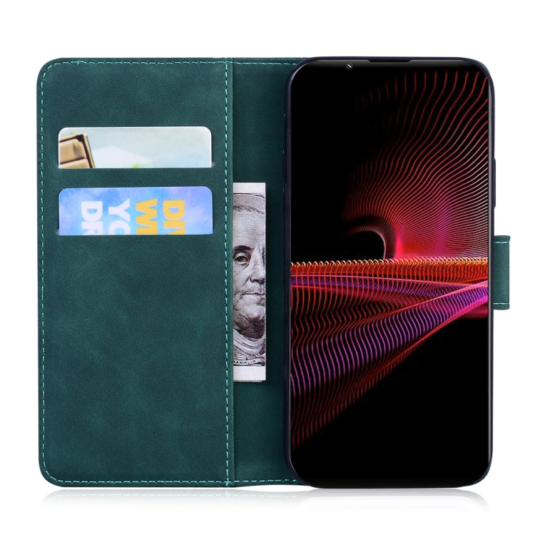 For Sony Xperia 1 III Skin Feel Pure Color Flip Leather Phone Case