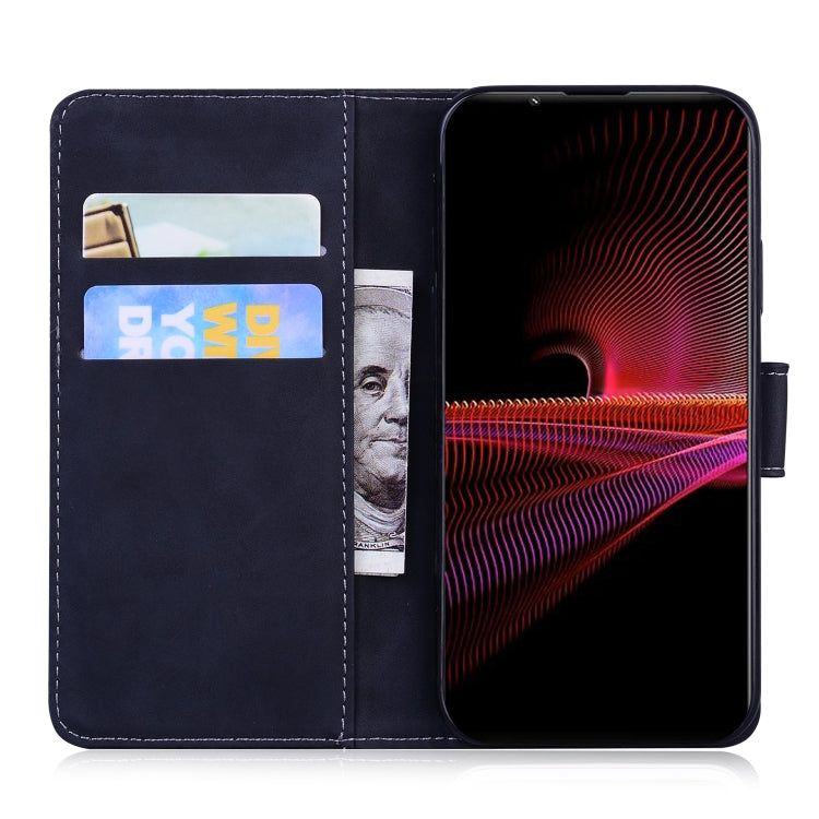For Sony Xperia 1 III Skin Feel Pure Color Flip Leather Phone Case