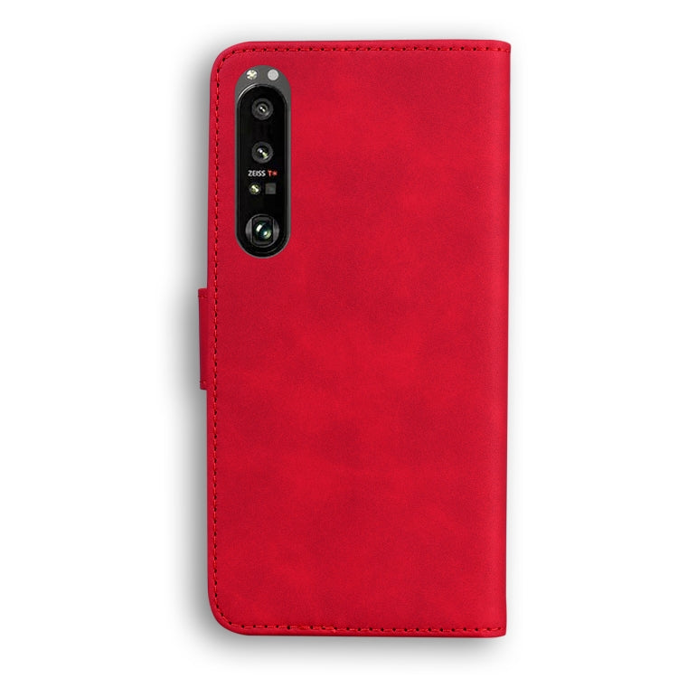 For Sony Xperia 1 III Skin Feel Pure Color Flip Leather Phone Case