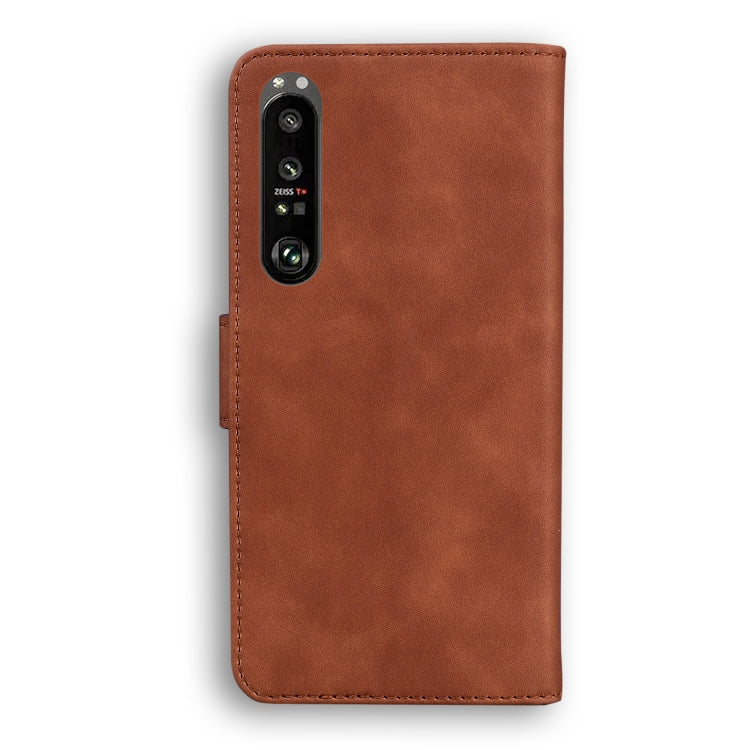 For Sony Xperia 1 III Skin Feel Pure Color Flip Leather Phone Case