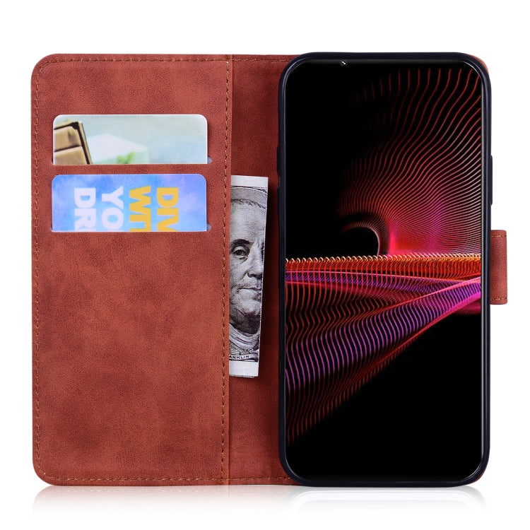 For Sony Xperia 1 III Skin Feel Pure Color Flip Leather Phone Case