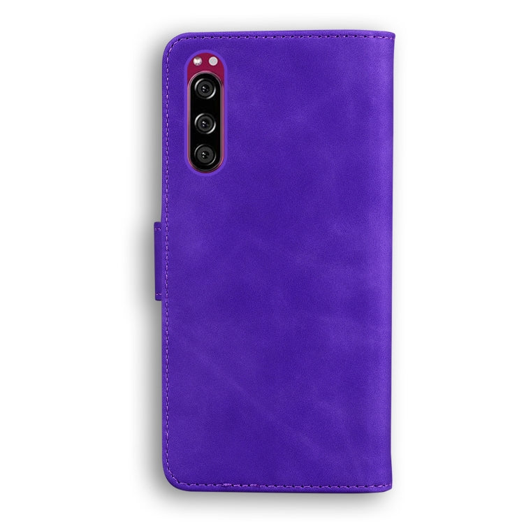 For Sony Xperia 5 Skin Feel Pure Color Flip Leather Phone Case