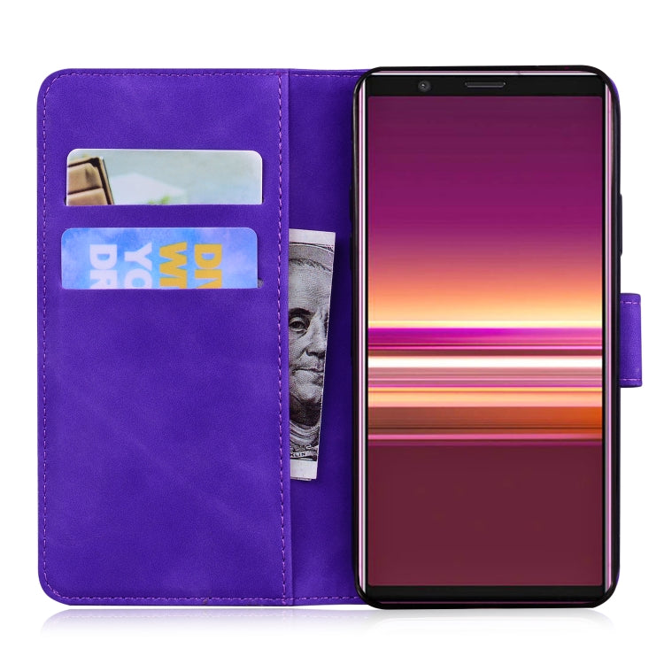 For Sony Xperia 5 Skin Feel Pure Color Flip Leather Phone Case