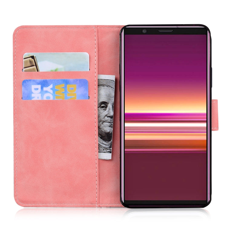 For Sony Xperia 5 Skin Feel Pure Color Flip Leather Phone Case