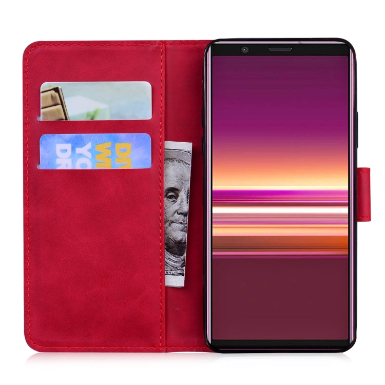 For Sony Xperia 5 Skin Feel Pure Color Flip Leather Phone Case