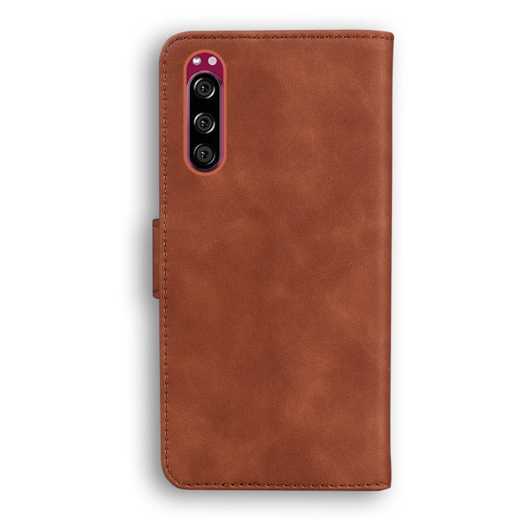 For Sony Xperia 5 Skin Feel Pure Color Flip Leather Phone Case