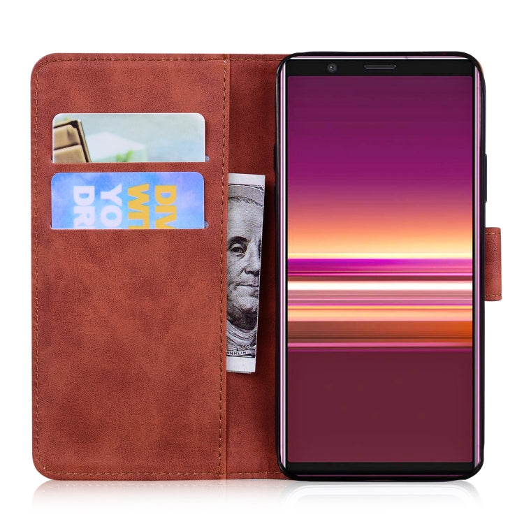 For Sony Xperia 5 Skin Feel Pure Color Flip Leather Phone Case