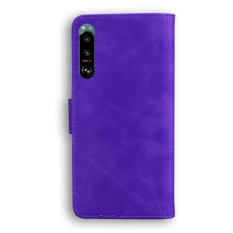 For Sony Xperia 5 III Skin Feel Pure Color Flip Leather Phone Case