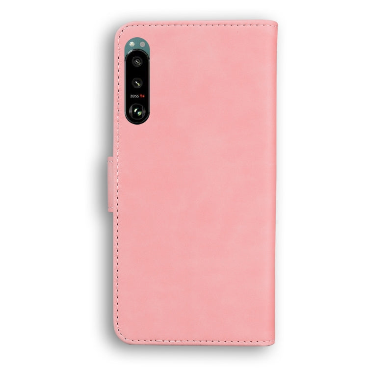 For Sony Xperia 5 III Skin Feel Pure Color Flip Leather Phone Case
