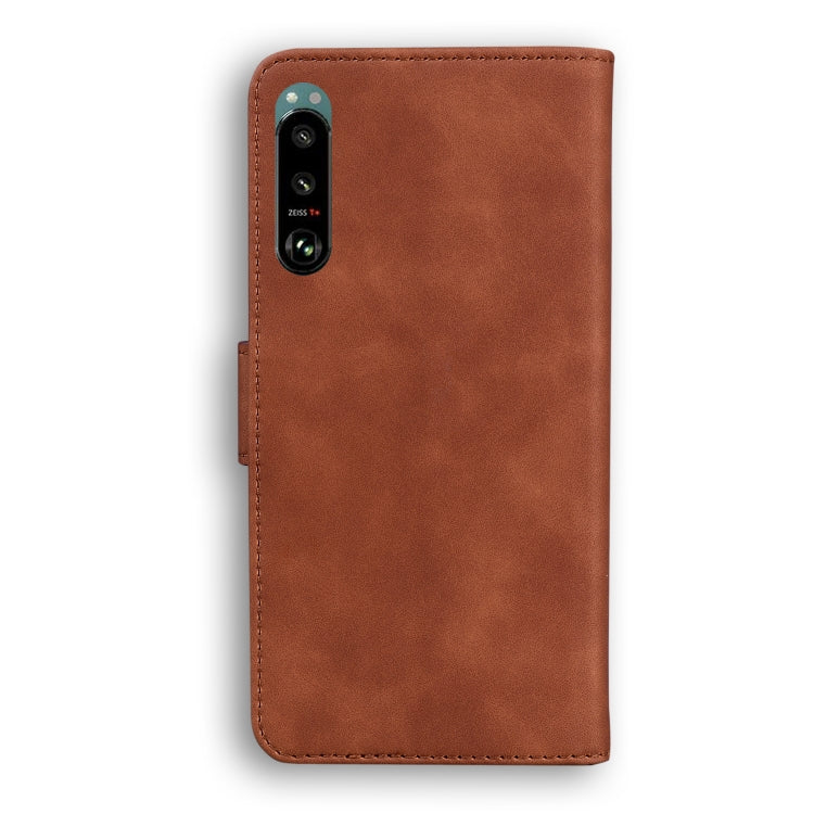 For Sony Xperia 5 III Skin Feel Pure Color Flip Leather Phone Case