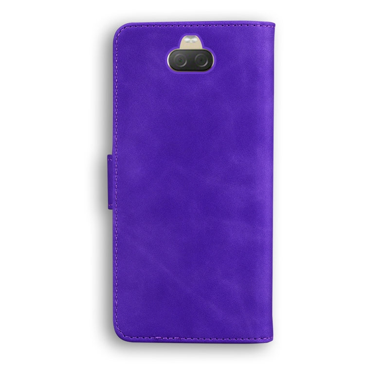 For Sony Xperia 10 Skin Feel Pure Color Flip Leather Phone Case