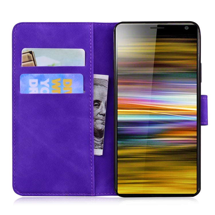 For Sony Xperia 10 Skin Feel Pure Color Flip Leather Phone Case