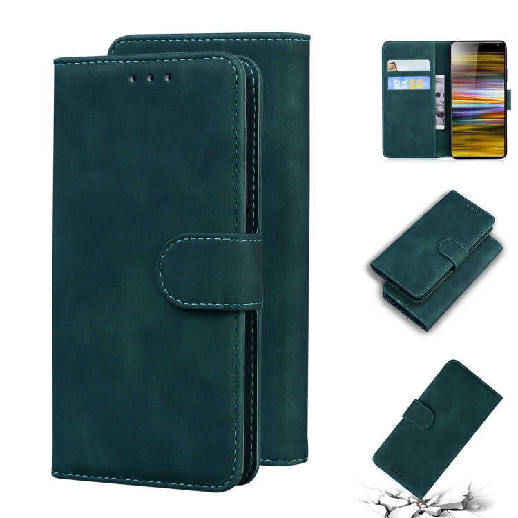 For Sony Xperia 10 Skin Feel Pure Color Flip Leather Phone Case